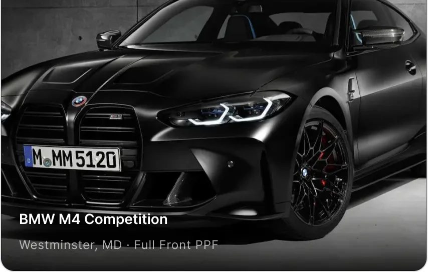 Entire vehicle PPF — BMW M4 wrapped in clear paint protection film.